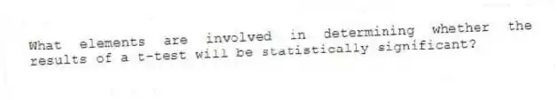 What elements are involved in determining whether the results of a t-test will be statistically significant?