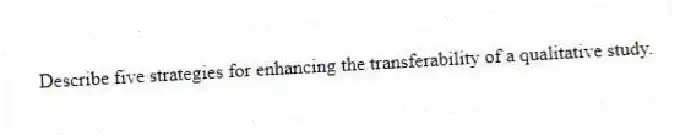 Describe five strategies for enhancing the transferability of a qualitative study.