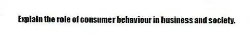 Explain the role of consumer behaviour in business and society.