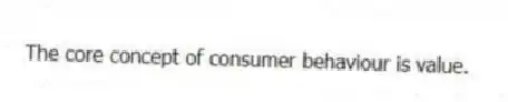 The core concept of consumer behaviour is value.