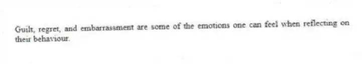 Guilt, regret, and embarrassment are some of the emotions one can feel when reflecting on their behaviour.
