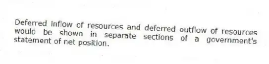 Deferred inflow of resources and deferred outflow of resources would be shown in separate sections of a government's statement of net position.