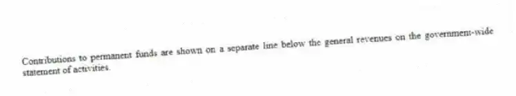 Contributions to permanent funds are shown on a separate line below the general revenues on the government-wide statement of activities.