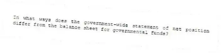 In what ways does the government-wide statement of net position differ from the balance sheet for governmental funds?