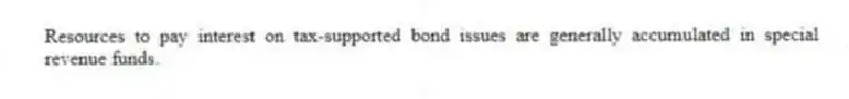 Resources to pay interest on tax-supported bond issues are generally accumulated in special revenue funds.
