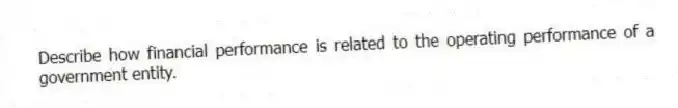 Describe how financial performance is related to the operating performance of a government entity.