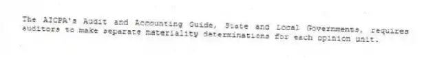 The AICPA's Audit and Accounting Guide, State and Local Governments, requires auditors to make separate materiality determinations for each opinion unit.