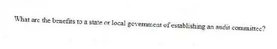What are the benefits to a state or local government of establishing an audit committee?