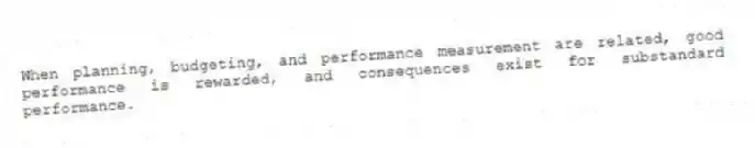 When planning, budgeting, and performance measurement are related, good performance is rewarded, and consequences exist for substandard performance.