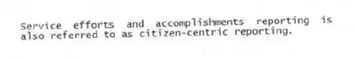 Service efforts and accomplishments reporting is also referred to as citizen-centric reporting.