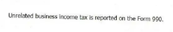Unrelated business income tax is reported on the Form 990.