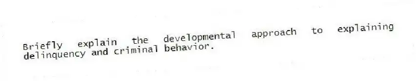 Briefly explain the developmental approach to explaining delinquency and criminal behavior.