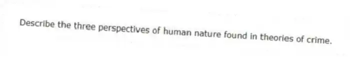 Describe the three perspectives of human nature found in theories of crime.