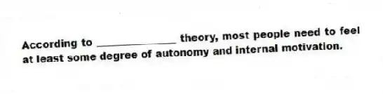 According to ________________ theory, most people need to feel at least some degree of autonomy and internal motivation.