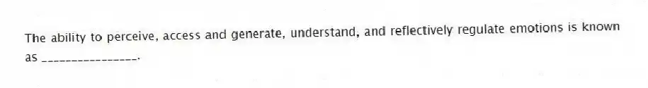 The ability to perceive, access and generate, understand, and reflectively regulate emotions is known as ________________.