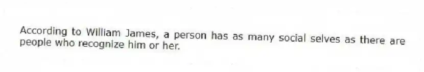 According to William James, a person has as many social selves as there are people who recognize him or her.