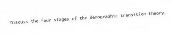 Discuss the four stages of the demographic transition theory.