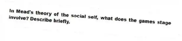 In Mead's theory of the social self, what does the games stage involve? Describe briefly.