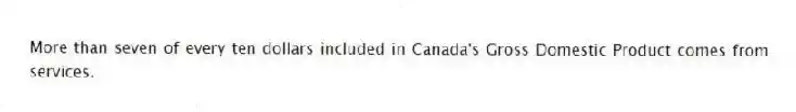More than seven of every ten dollars included in Canada's Gross Domestic Product comes from services.