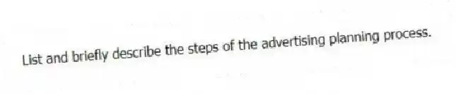 List and briefly describe the steps of the advertising planning process.
