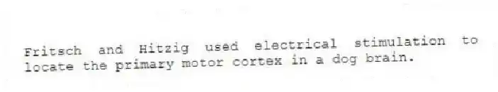 Fritsch and Hitzig used electrical stimulation to locate the primary motor cortex in a dog brain.