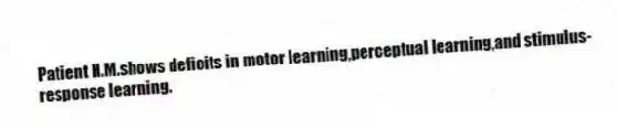 Patient H.M.shows deficits in motor learning,perceptual learning,and stimulus-response learning.