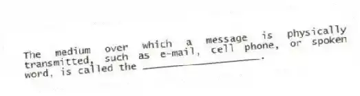 The medium over which a message is physically transmitted, such as e-mail, cell phone, or spoken word, is called the ____________________.