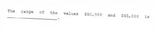 The range of the values $50,000 and $65,000 is ____________________.