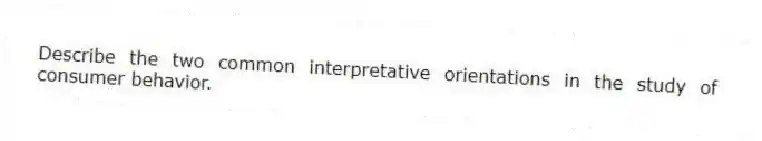 Describe the two common interpretative orientations in the study of consumer behavior.