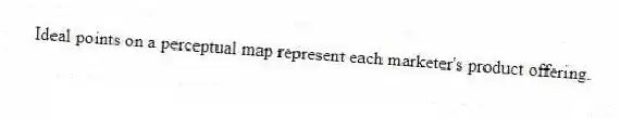 Ideal points on a perceptual map represent each marketer's product offering.