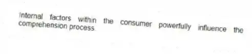 Internal factors within the consumer powerfully influence the comprehension process.