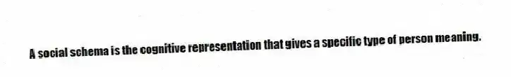 A social schema is the cognitive representation that gives a specific type of person meaning.