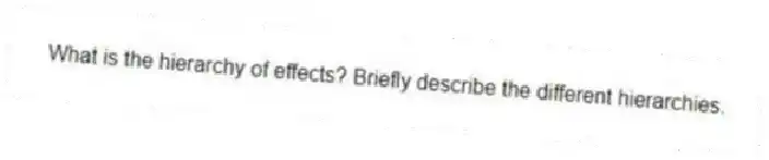 What is the hierarchy of effects? Briefly describe the different hierarchies.