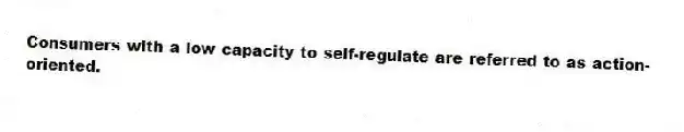 Consumers with a low capacity to self-regulate are referred to as action-oriented.