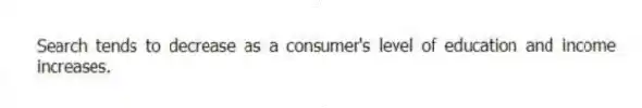 Search tends to decrease as a consumer's level of education and income increases.