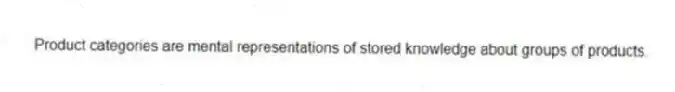 Product categories are mental representations of stored knowledge about groups of products.