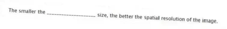 The smaller the ____________________ size, the better the spatial resolution of the image.