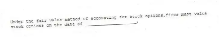 Under the fair value method of accounting for stock options,firms must value stock options on the date of ____________________.