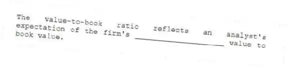 The value-to-book ratio reflects an analyst's expectation of the firm's ____________________ value to book value.