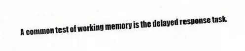 A common test of working memory is the delayed response task.