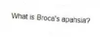 What is Broca's apahsia?