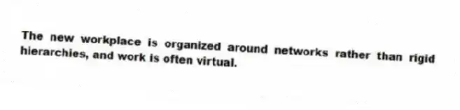 The new workplace is organized around networks rather than rigid hierarchies, and work is often virtual.