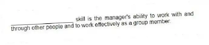 ____________________ skill is the manager's ability to work with and through other people and to work effectively as a group member.