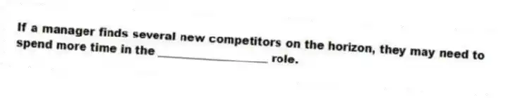 If a manager finds several new competitors on the horizon, they may need to spend more time in the ____________________ role.