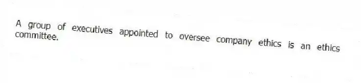 A group of executives appointed to oversee company ethics is an ethics committee.
