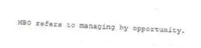 MBO refers to managing by opportunity.
