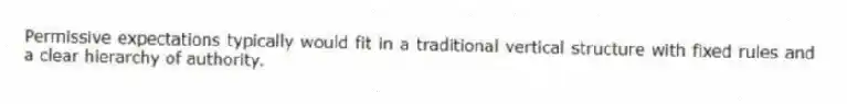 Permissive expectations typically would fit in a traditional vertical structure with fixed rules and a clear hierarchy of authority.