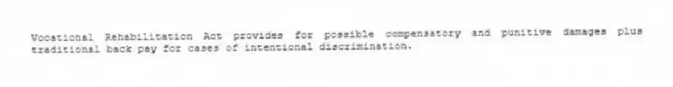 Vocational Rehabilitation Act provides for possible compensatory and punitive damages plus traditional back pay for cases of intentional discrimination.