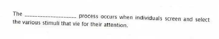 The ____________________ process occurs when individuals screen and select the various stimuli that vie for their attention.