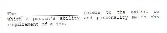 The ____________________ refers to the extent to which a person's ability and personality match the requirement of a job.